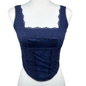 NWT PiNK Victoria’s Secret The Cinched Corset Navy Blue Lace Bralette Tank Top